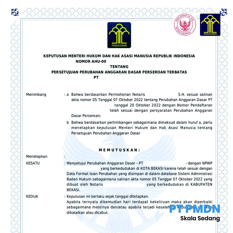 Pengurusan Izin Legalitas Usaha PT PMDN Skala Sedang