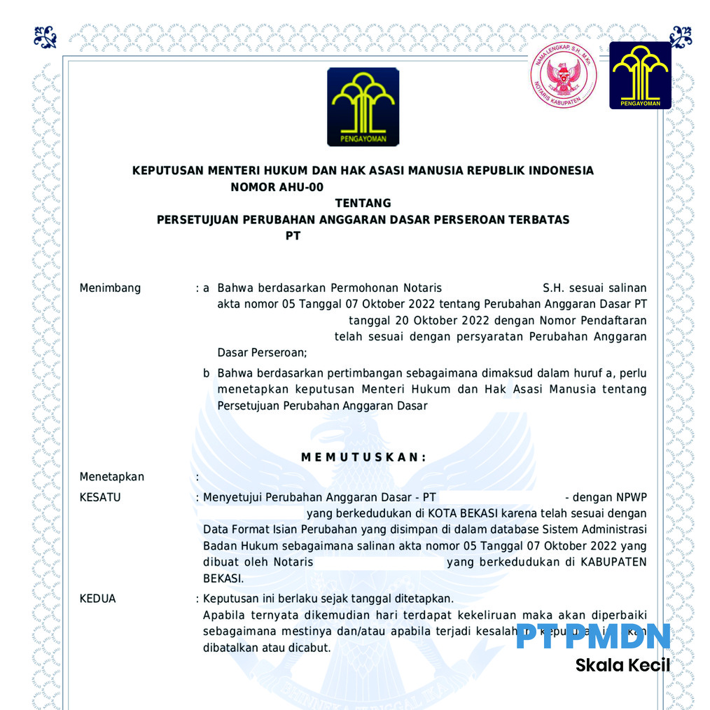 Pengurusan Izin Legalitas Usaha PT PMDN Skala Kecil