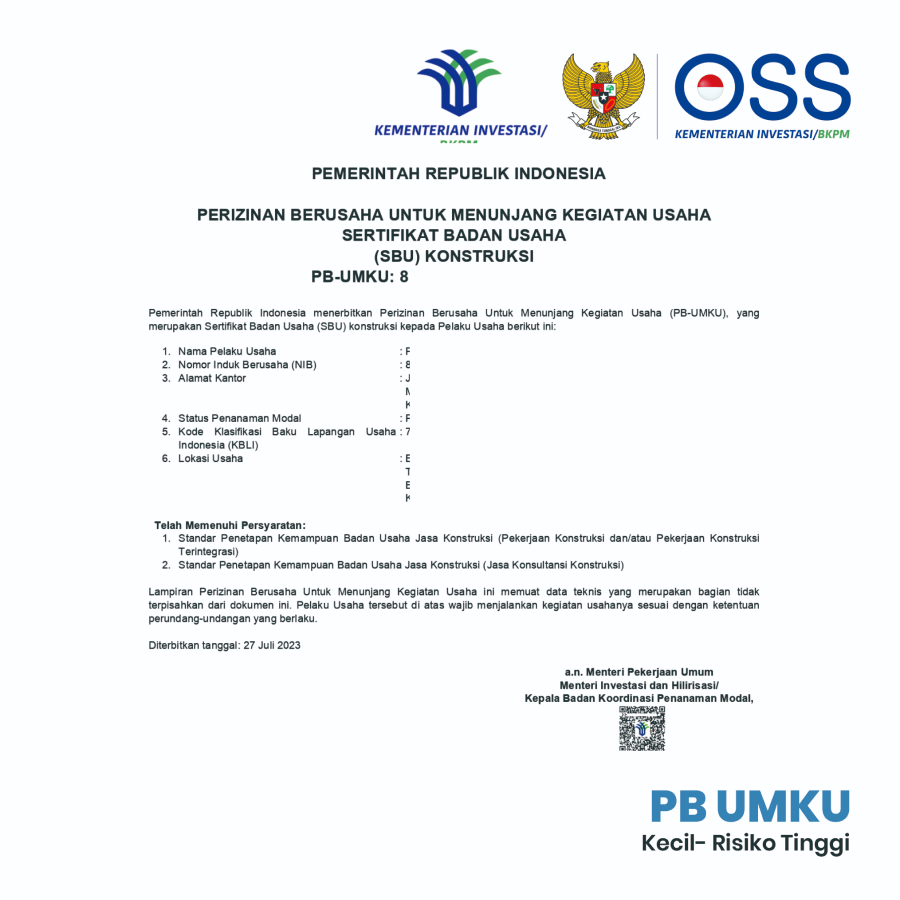 Pengurusan PB UMKU OSS-RBA - Kecil Resiko Tinggi