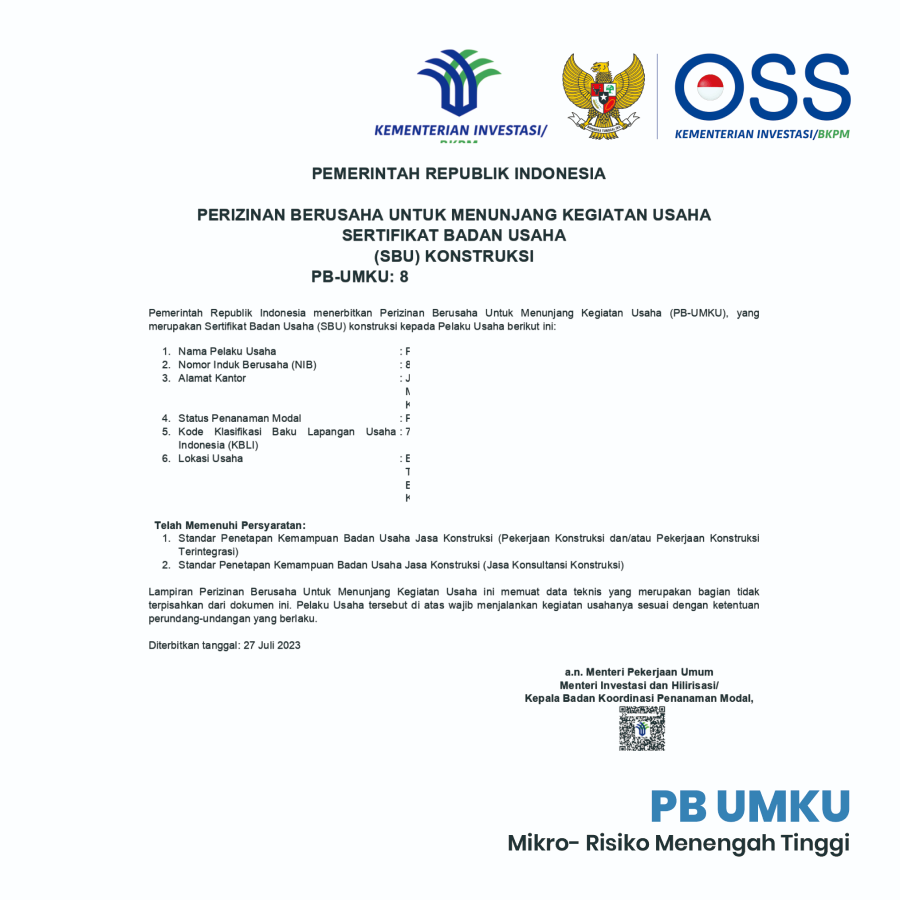 Pengurusan PB UMKU OSS-RBA - Mikro Resiko Menengah Tinggi